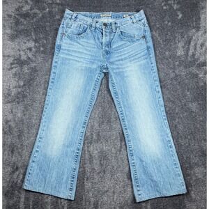 Mek Denim Barclay Bootcut Jeans Mens 33x26 Light Wash Blue Cotton Flap Pocket
